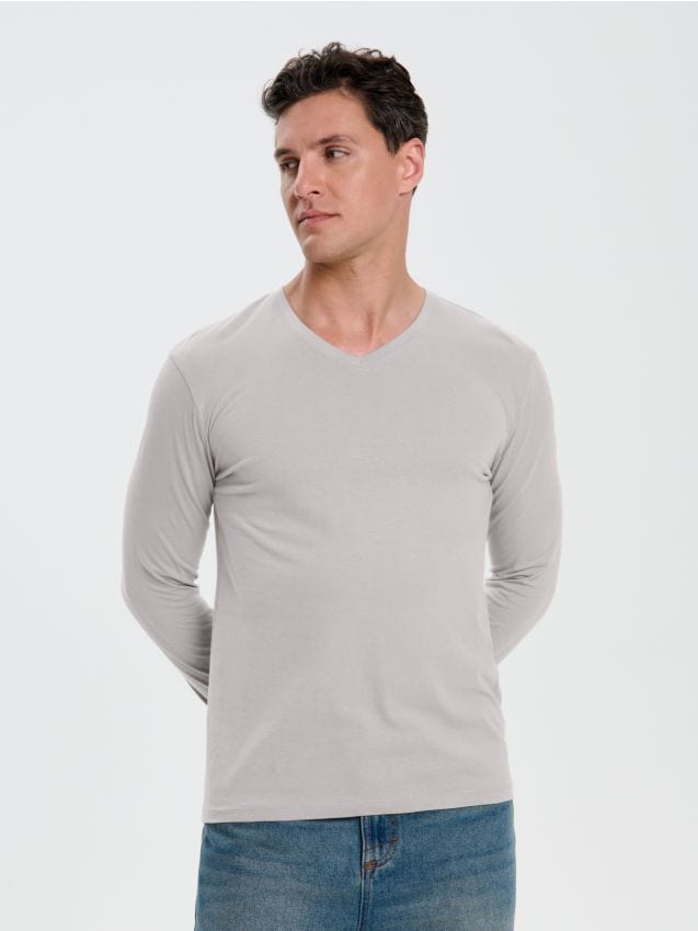 Sinsay - Tricou cu mânecă lungă - bej