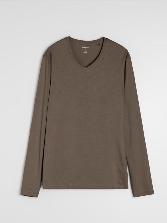 Sinsay - Tricou din bumbac basic - cafeniu