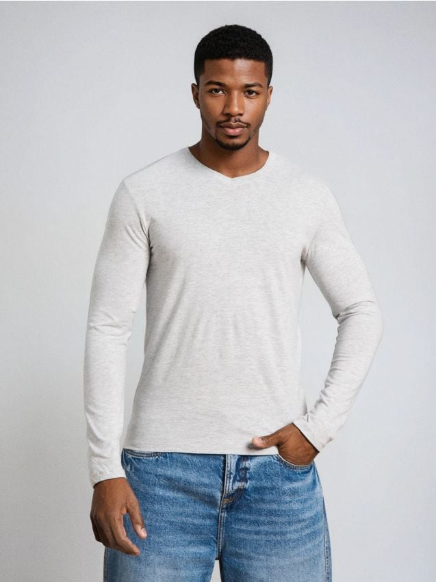 Sinsay - Tricou din bumbac basic - gri deschis