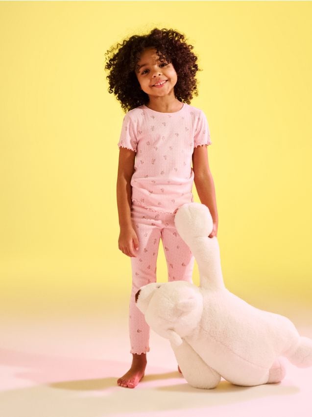 Sinsay - Pijamă din două piese cu amestec de viscoză - roz-pastel