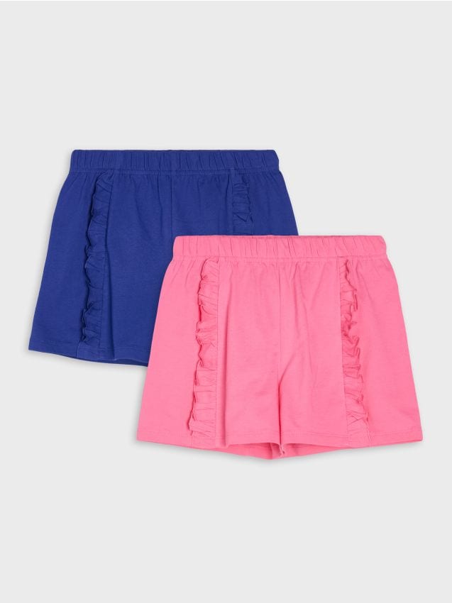 Sinsay - Pantaloni scurți din bumbac cu volane decorative 2 pack - multicolor