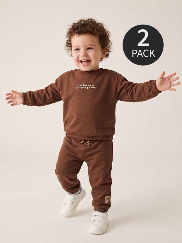 Sinsay - Pantaloni sport jogger din bumbac, pachet de 2 - bej