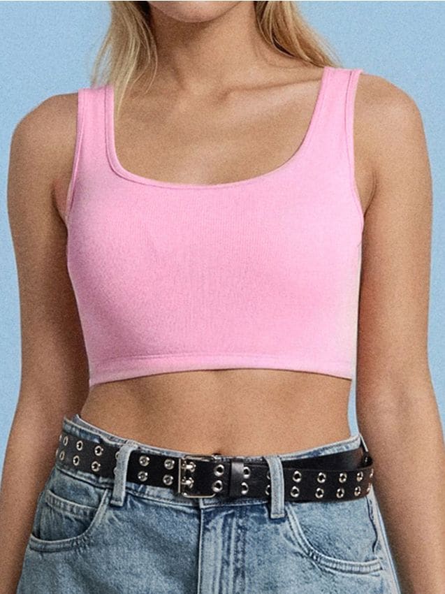 Bawełniany crop top w prążek - SINSAY