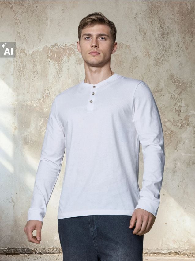 Sinsay - Tricou cu mânecă lungă - alb