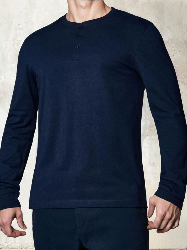 Sinsay - Tricou cu mânecă lungă - bleumarin