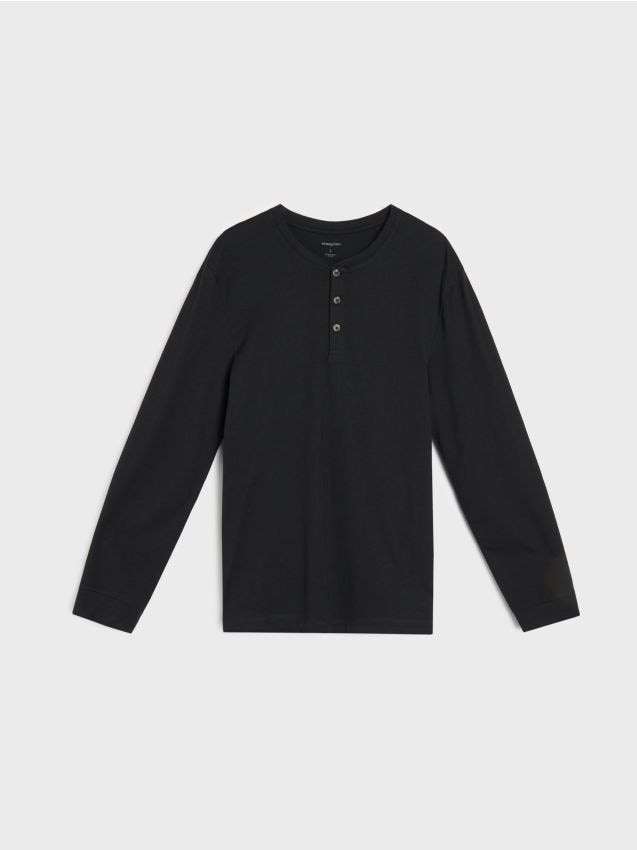 Sinsay - Tricou cu mânecă lungă - negru