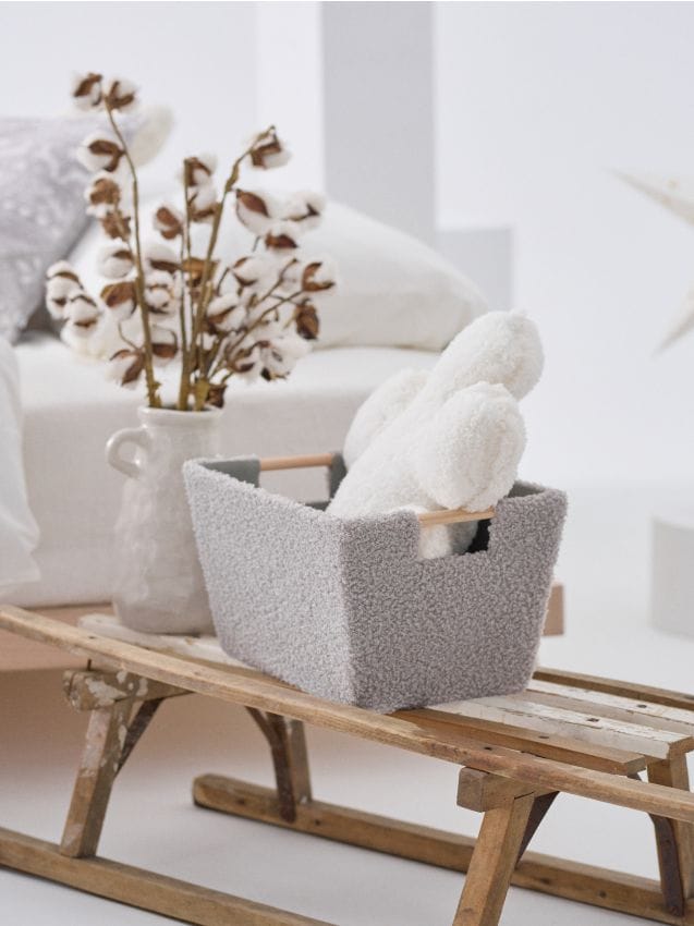 Sinsay - Úložný kôš s bouclé povrchovou úpravou - svetlošedá