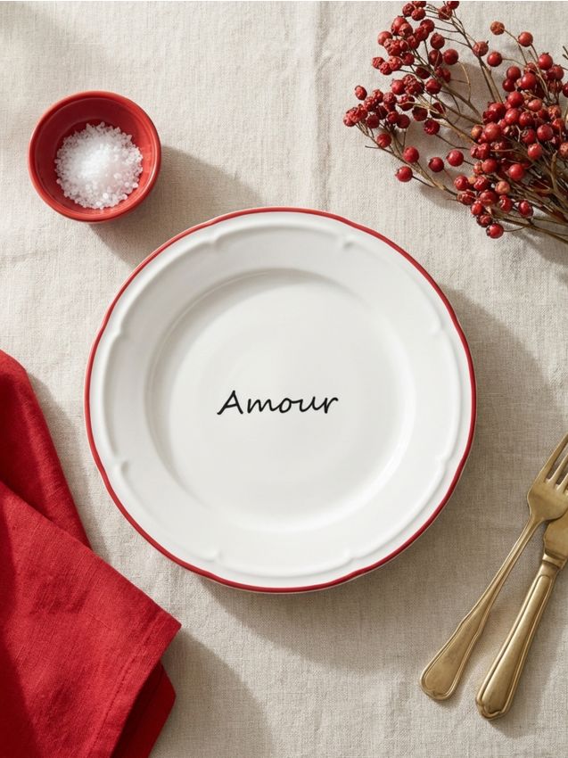 Sinsay - Farfurie ceramică cu inscripția Amour - alb