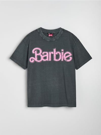 Bawełniana koszulka z ozdobnymi dżetami Barbie