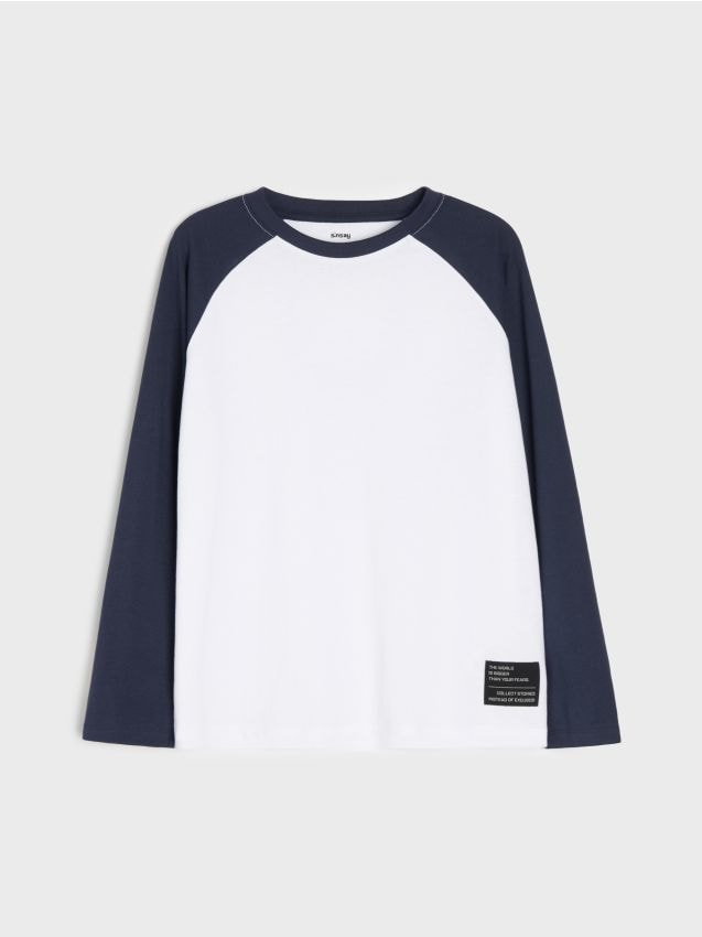 Sinsay - Tricou oversize din bumbac cu mânecă lungă - multicolor