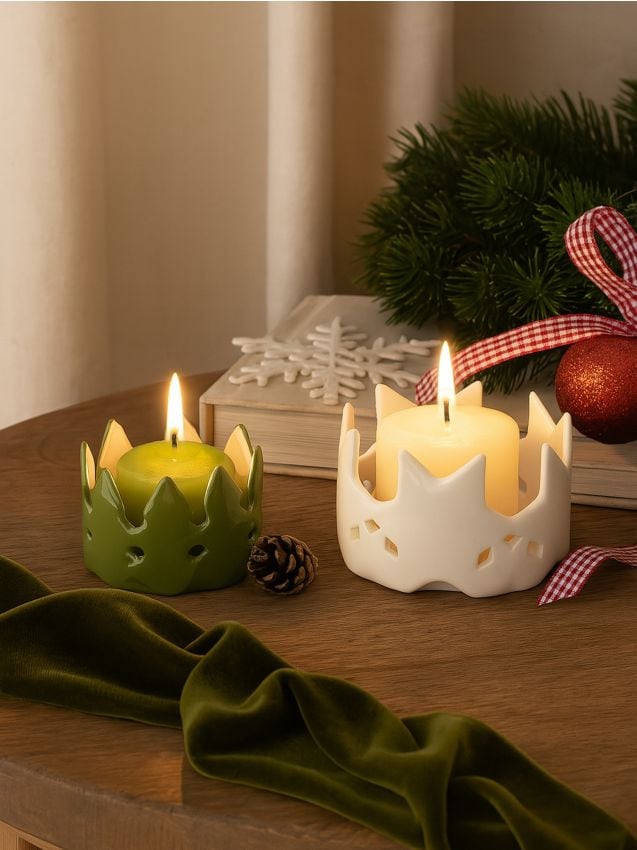 Sinsay - Suporturi de lumânări cu motiv de Crăciun, set de 2 - multicolor