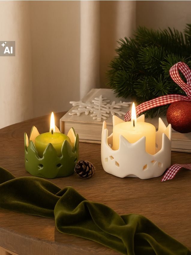 Sinsay - Suporturi de lumânări cu motiv de Crăciun, set de 2 - multicolor
