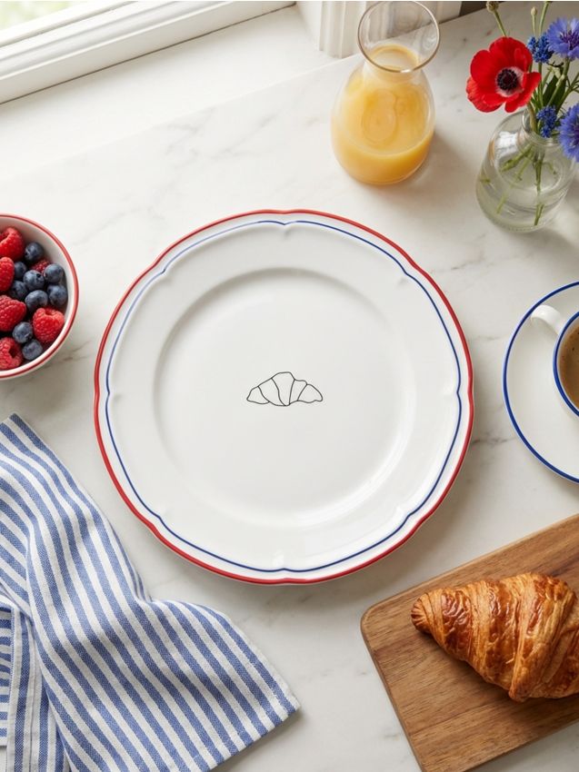 Sinsay - Farfurie ceramică cu motiv de croissant - bleumarin