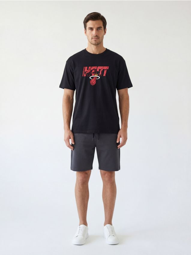 Sinsay - Tricou din bumbac cu imprimeu - negru