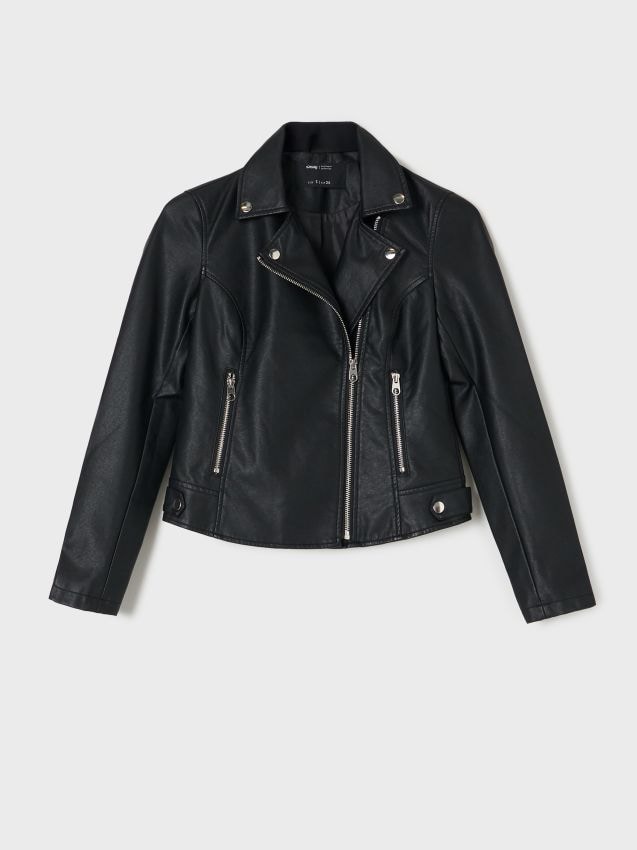 Sinsay - Geacă biker imitație de piele - argintiu