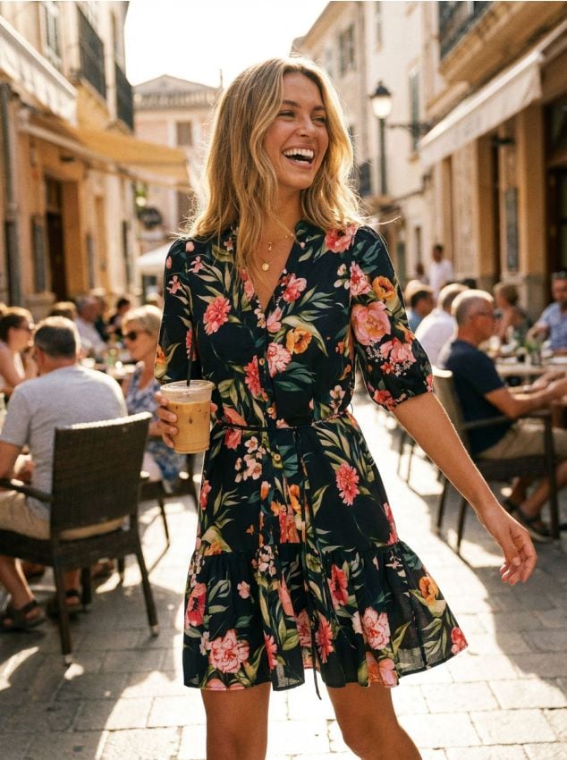 Sinsay - Rochie mini cu volan și imprimeu floral - multicolor