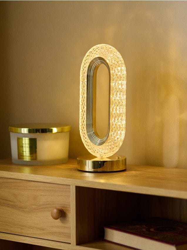 Sinsay - Krištáľová stolová lampa LED v zlatej úprave - zlatá