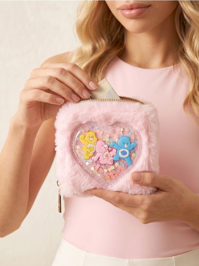 Sinsay - Portofel cu blană artificială Care Bears - roz