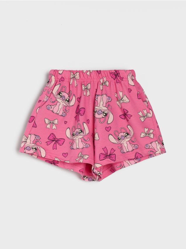 Sinsay - Pantaloni scurți din bumbac cu elastic Stitch - roz
