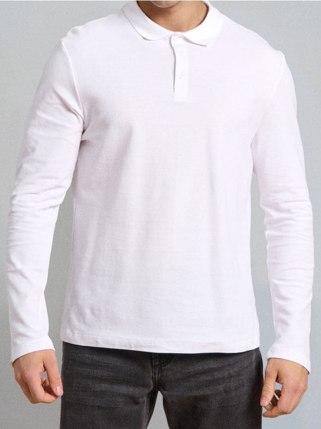 Sinsay - Tricou polo din bumbac - alb