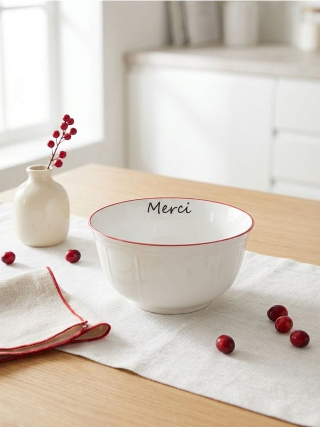 Sinsay - Bol ceramic cu inscripția Merci - bleumarin