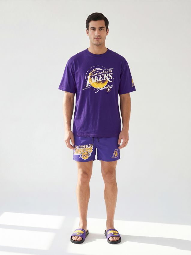 Sinsay - Tricou din bumbac comfort cu mânecă scurtă NBA - violet-prună