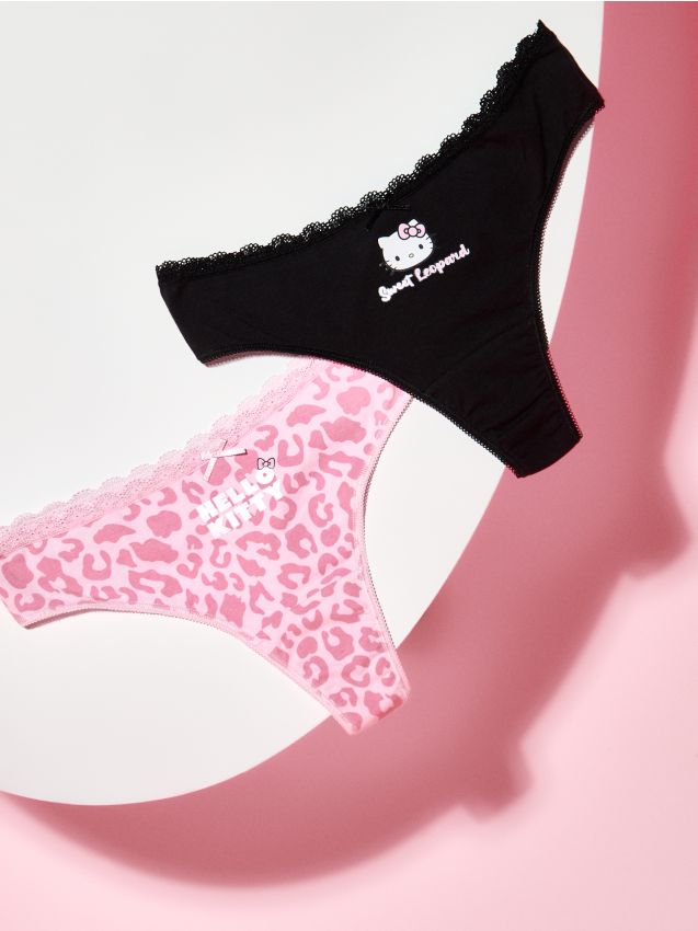 Sinsay - Bawełniane stringi 2 pack Hello Kitty - wielobarwny