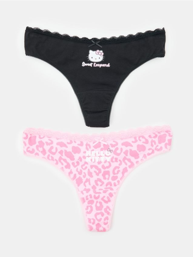 Sinsay - Bawełniane stringi 2 pack Hello Kitty - wielobarwny