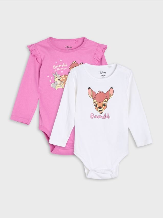 Sinsay - Body din bumbac cu imprimeu 2 pack Bambi - crem