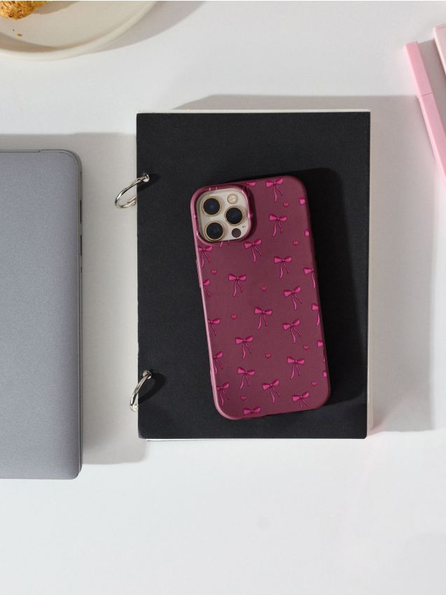 Sinsay - Husă pentru iPhone 13/14 cu motiv fundiță - bordo
