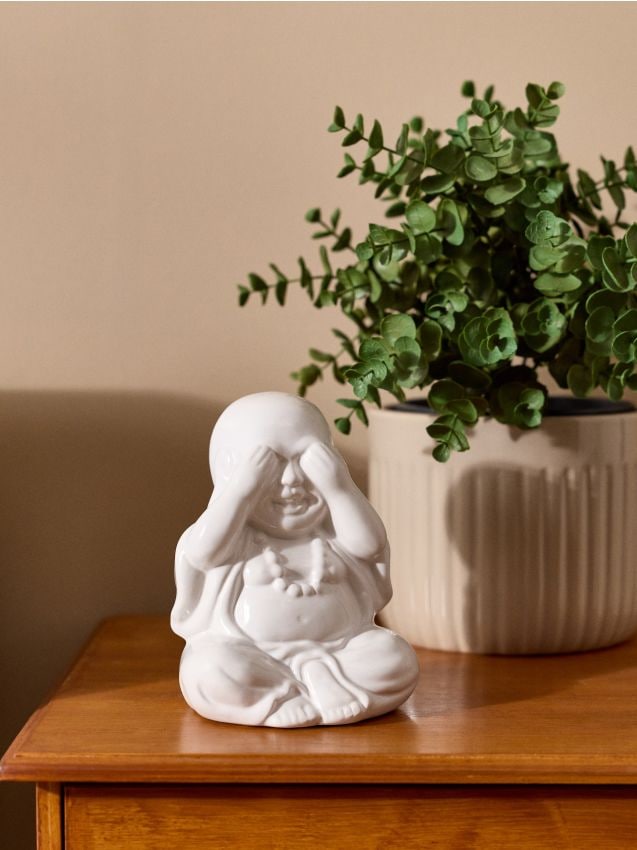 Sinsay - Decorațiune ceramică stativă în formă de Buddha - alb