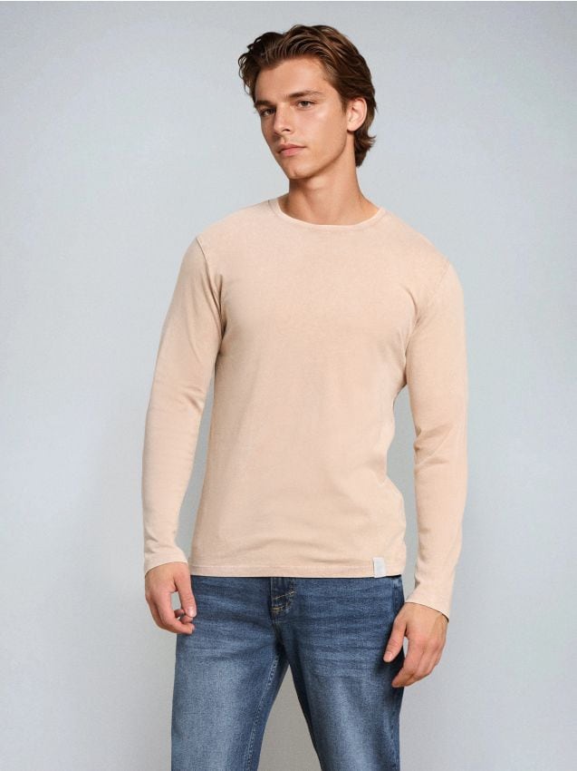 Sinsay - Basic bavlnené tričko - svetlohnedosivá