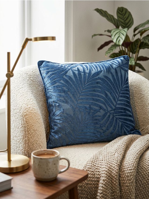 Sinsay - Pernă decorativă cu model vegetal - bleumarin