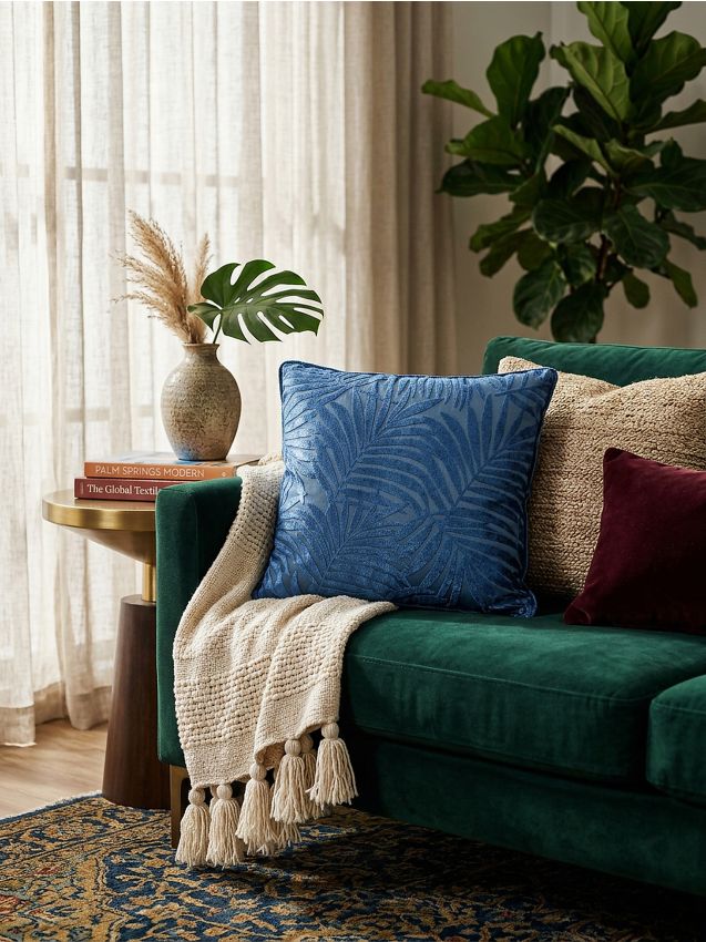 Sinsay - Pernă decorativă cu model vegetal - bleumarin