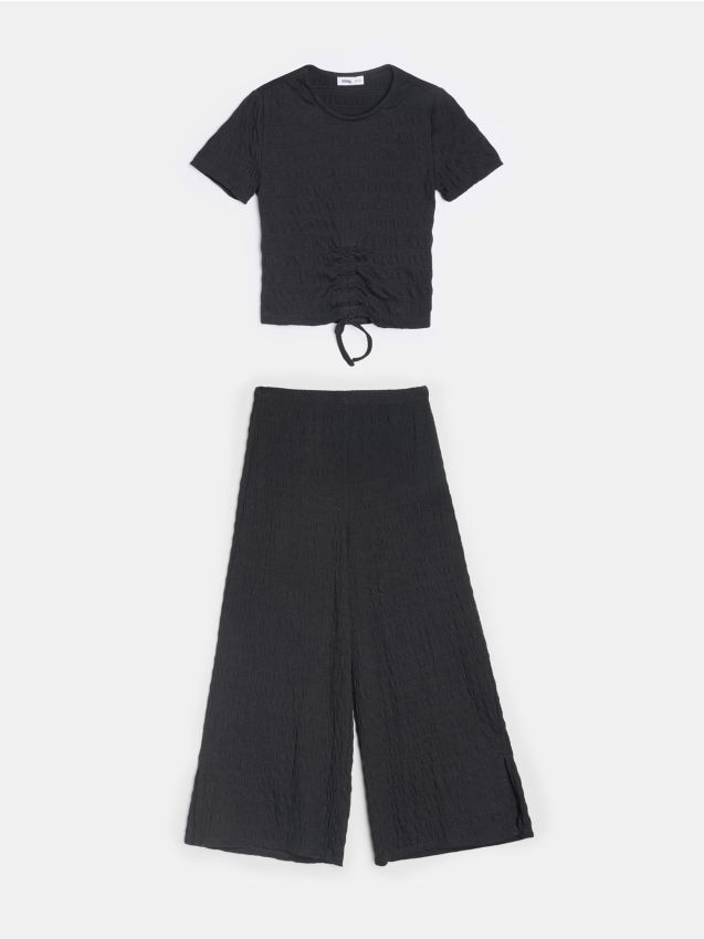 Sinsay - Komplet: koszulka i spodnie - czarny
