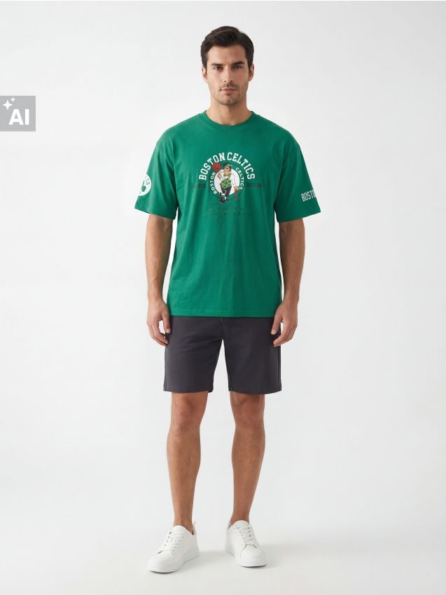 Sinsay - Tricou din bumbac cu imprimeu Boston Celitics NBA - verde
