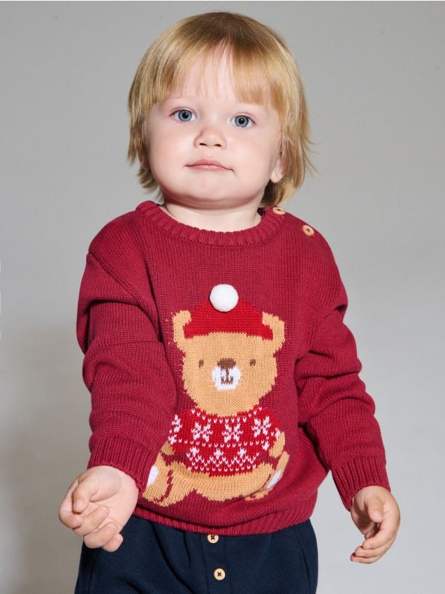 Sinsay - Bavlnený prepínací sveter - burgundská červená