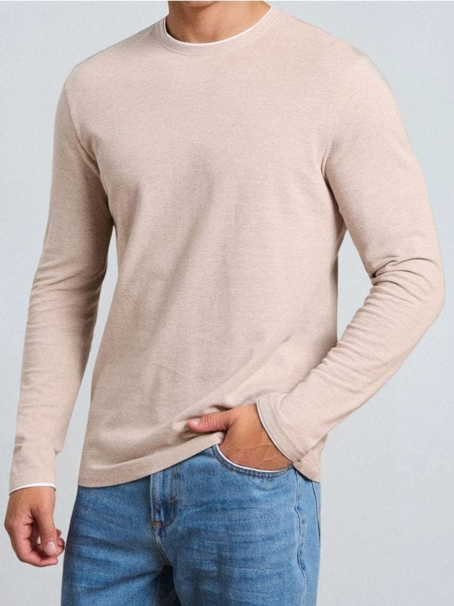 Sinsay - Tričko s dlhými rukávmi - béžová