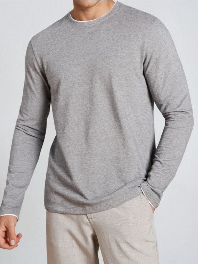 Sinsay - Tričko s dlhými rukávmi - tmavosivá