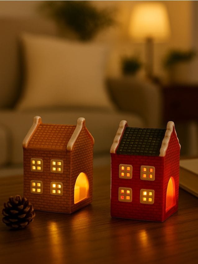 Sinsay - Sviečniky v tvare domčekov, balenie 2 kusy - viacfarebná