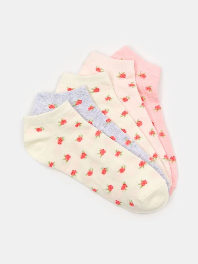 Sinsay - Bawełniane skarpetki z motywem kwiatowym 5 pack - wielobarwny