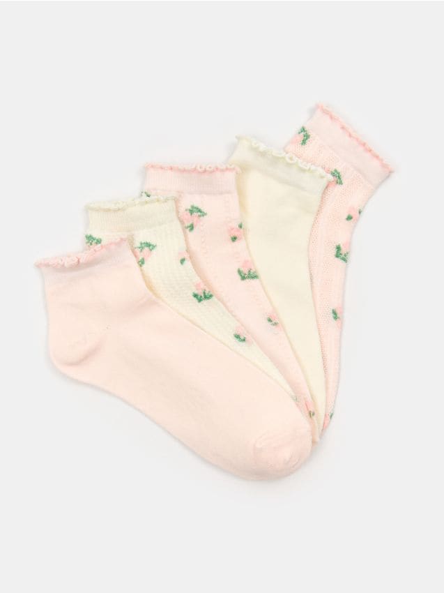 Sinsay - Skarpetki w kwiatki 5 pack - wielobarwny