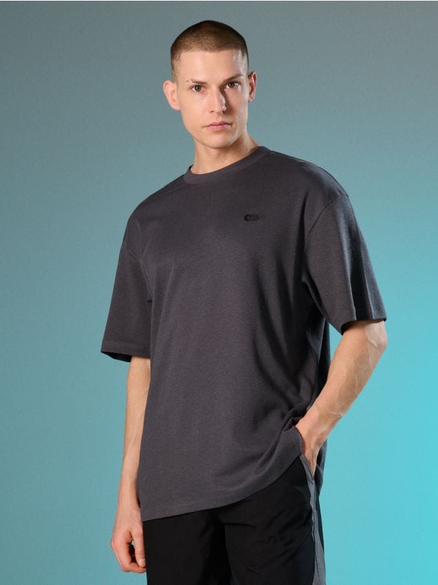 Sinsay - Tricou din bumbac cu broderie - gri-închis