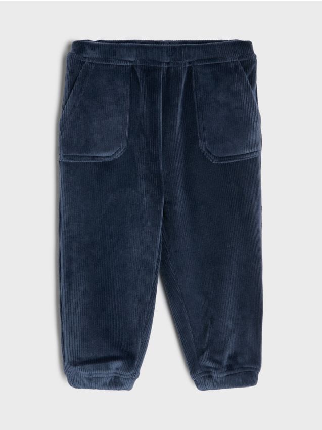 Sinsay - Pantaloni jogger din tricot reiat - Gri-albăstrui