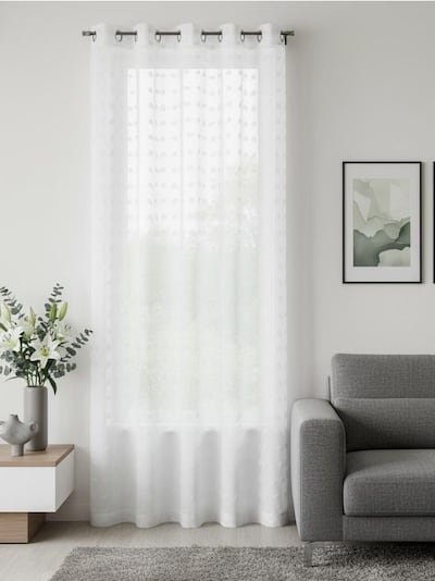 Штора на кільцях із фактурою в горошок