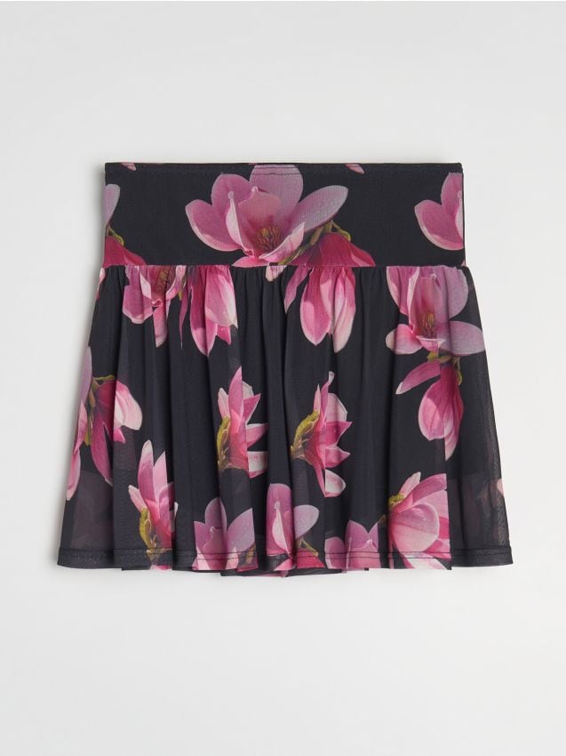 Sinsay - Skorturi plisate cu model floral - negru