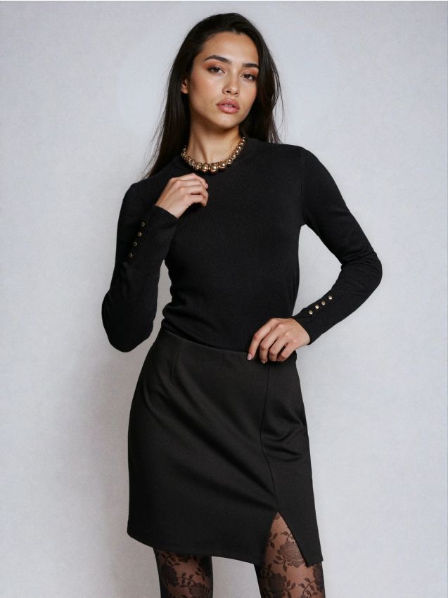 Sinsay - Prążkowany sweter - czarny