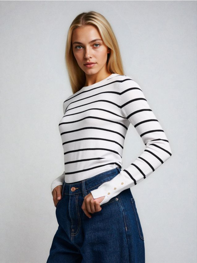 Sinsay - Pulover reiat în dungi - multicolor