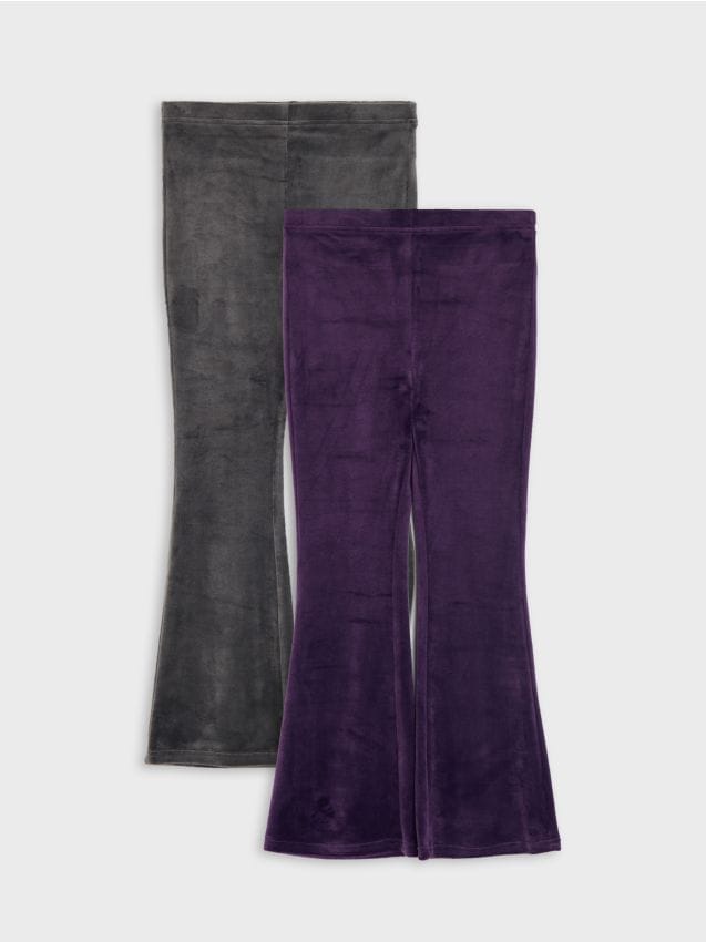 Sinsay - Pantaloni evazați din velur cu talie elastică 2 pack - multicolor