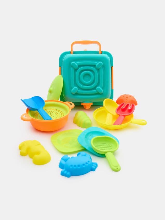 Set di giocattoli da sabbia cucina con stampi 16 pack - multicolor